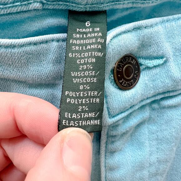 LRL Lauren Jeans Co Turquoise Straight Leg Leather Patch Y2K Women's 6 - Picture 5 of 12